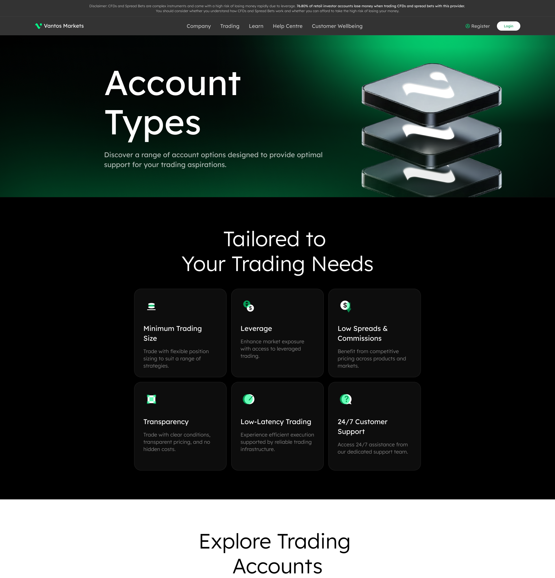 Account Types page