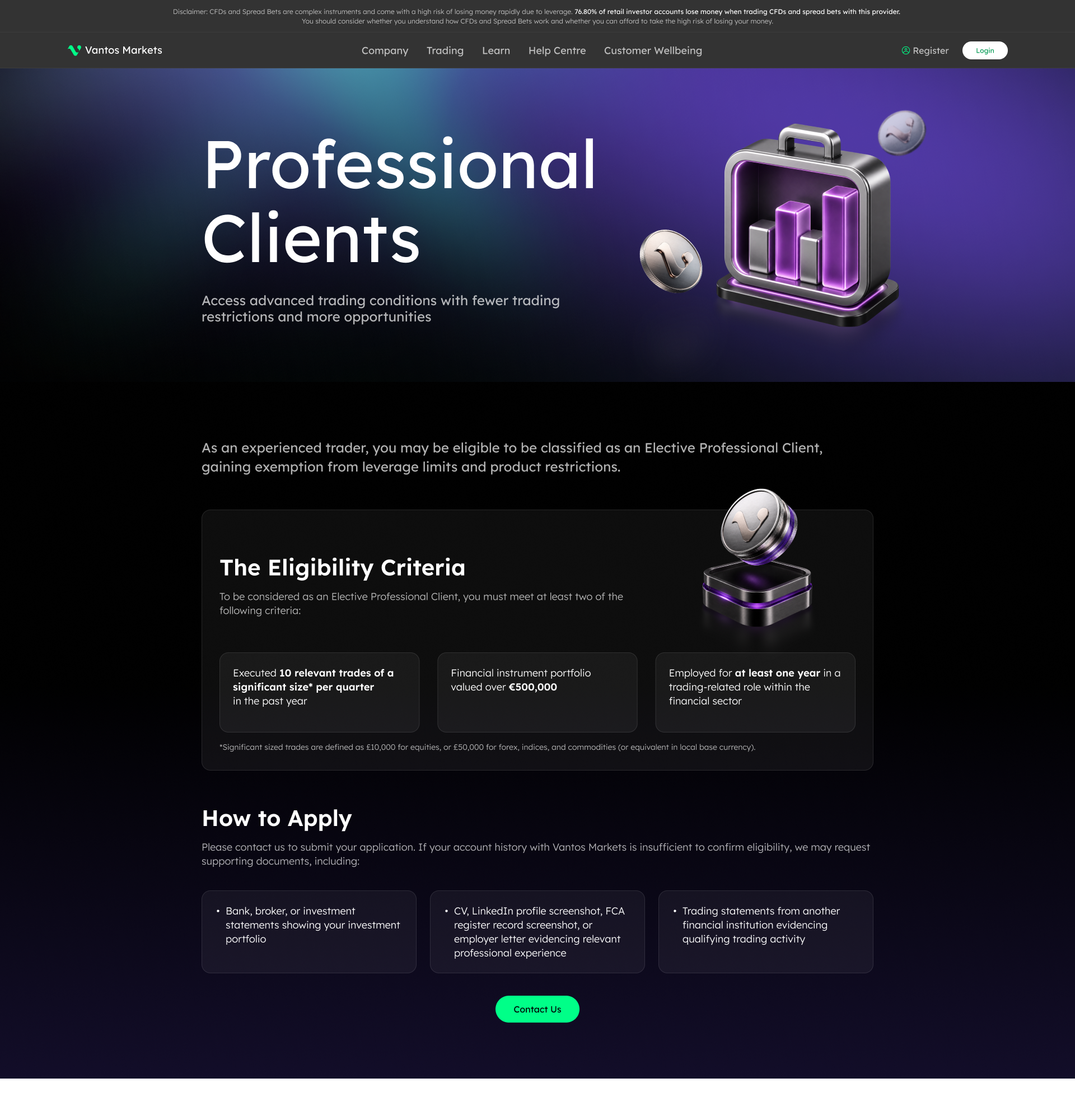 Professional Clients page