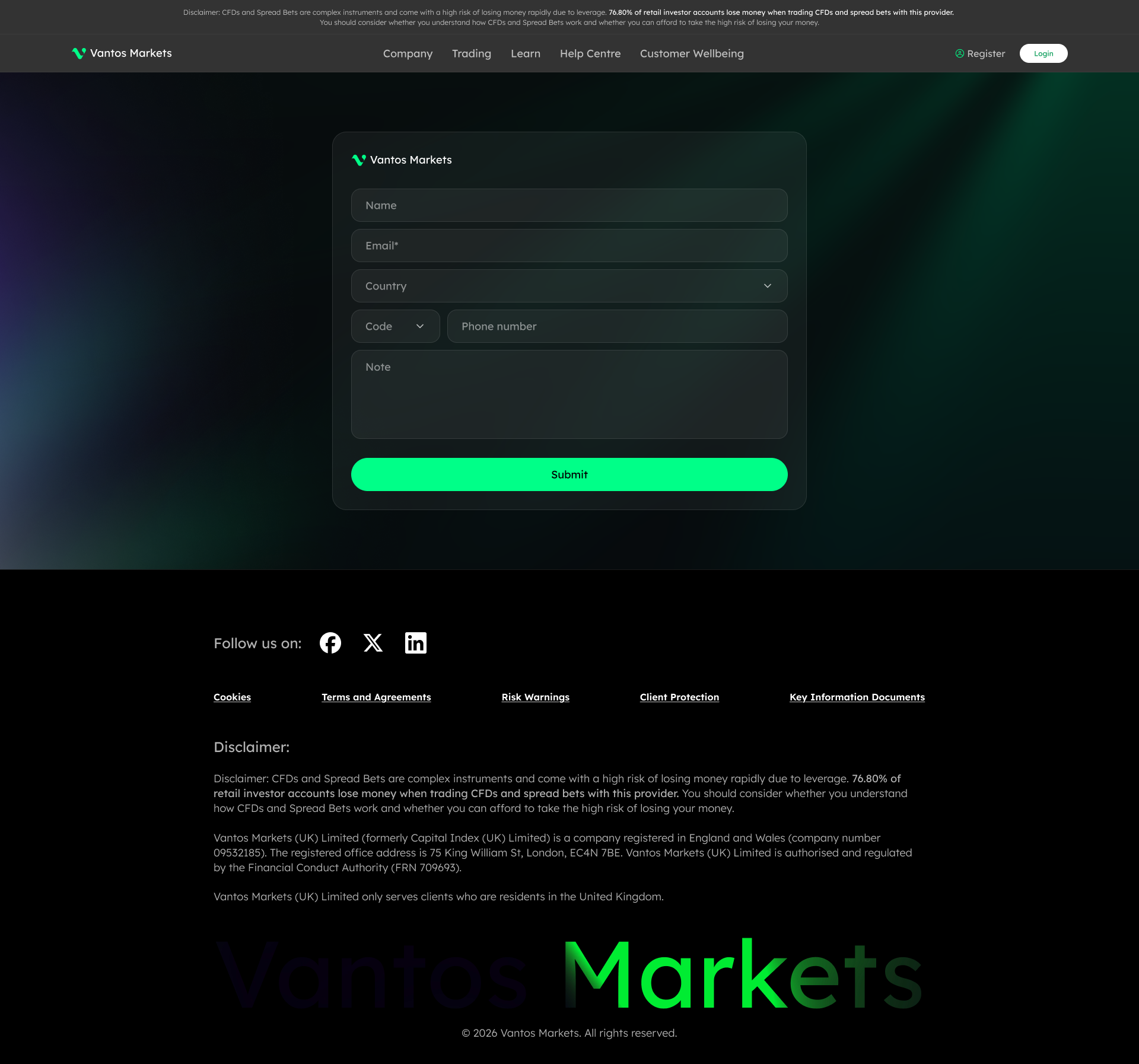 Contact Form page